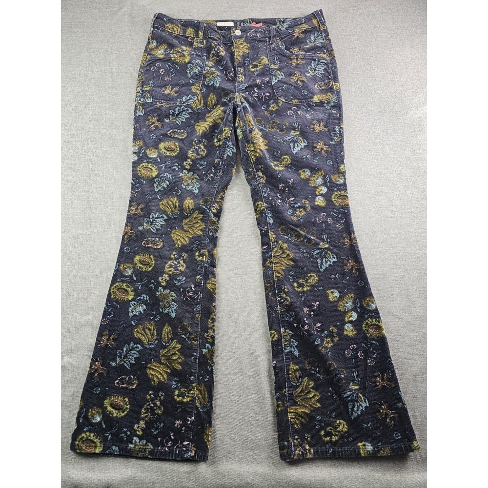 Anthropologie Pilcro The Icon Floral Corduroy Flare Pants Womens 33 Stretch